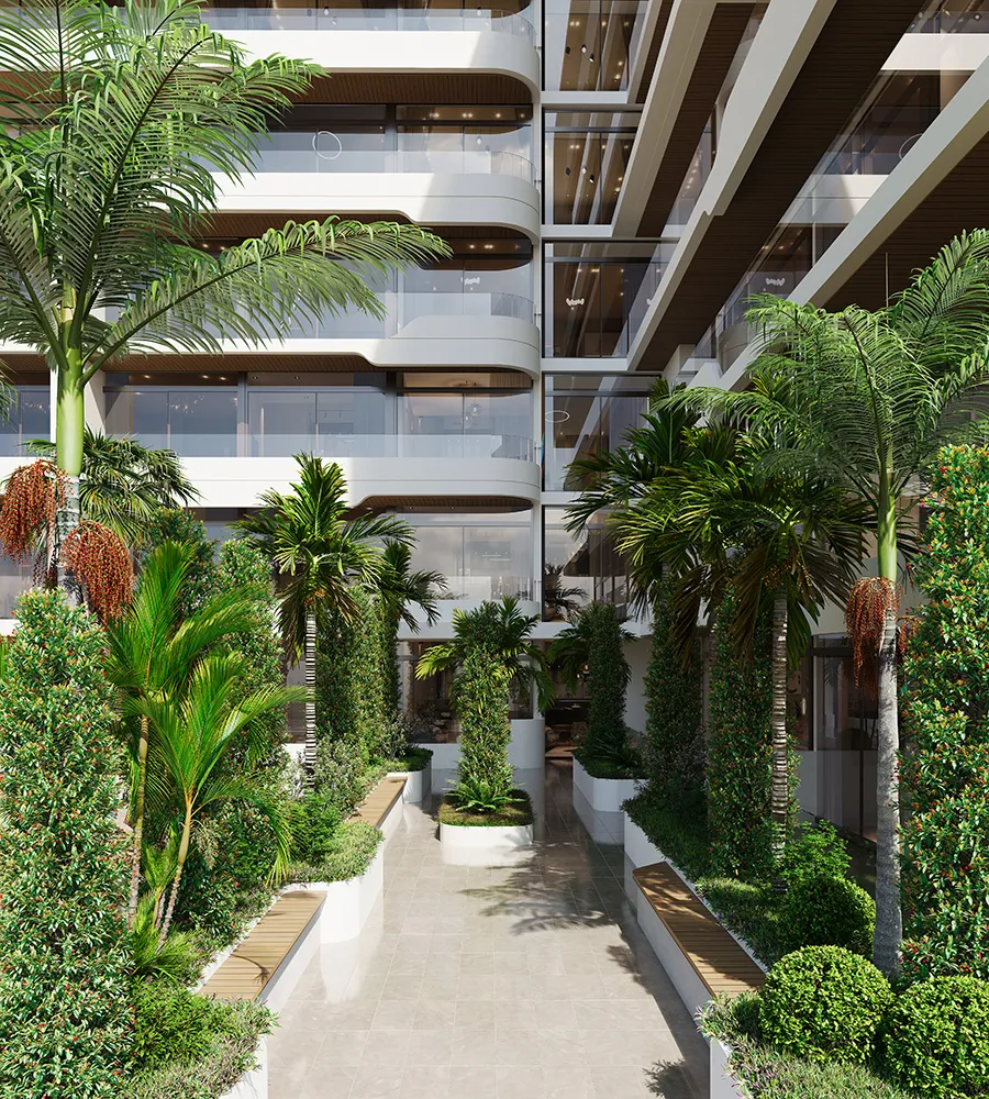 Garden walkway, Altia One (artist’s impression, YAS Developers)